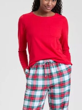 Holiday Lane Women's Merry Plaid Crew Neck Matching Family Pajamas Set